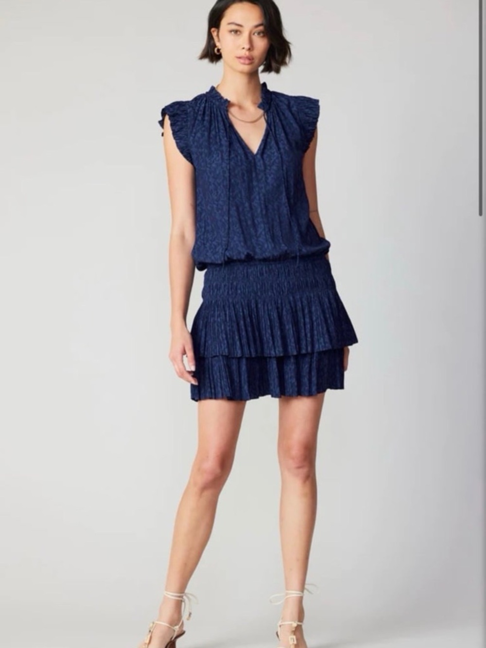 Current Air Jacquard Pleated Mini Dress
